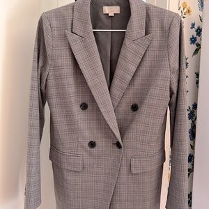LOFT - Plaid Double Breasted Blazer